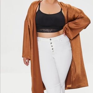 Forever 21 | Plus Size Open Front Kimono | Brown